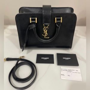 YSL Calfskin Monogram Baby Cava's Black Crossbody Bag